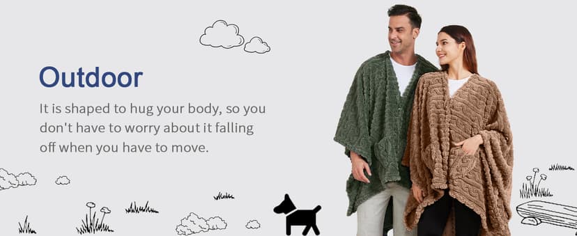 Wearable Blanket Sherpa Fleece Shawl Blanket with Pockets Blanket Poncho Cape for Adults, Cozy Shawl TV Throw Blankets B0DJBGMMCP