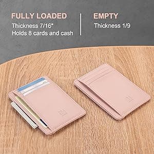 GH GOLD HORSE Slim RFID Blocking Card Holder Minimalist Leather Front Pocket Wallet for Women