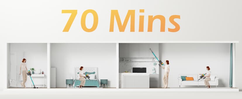 Cordless Vacuum Cleaner, 600W 50KPA 70Mins Vacuum Cleaners for Home, Stick Vacuum with Charging Dock Station, Anti-tangle Wireless Vacumm, Rechargeable Cordless Vacuum for Pet Hair/Carpet/Hard Floor