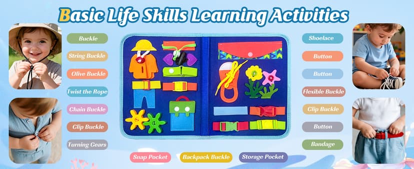 Winblo Toddler Busy Board - Montessori Toys for Toddler Boy Girl Birthday Gift, Educational Learning Sensory Busy Book for Toddlers Boys, Toddlers Activities Travel Toys for Airplane Car B0GYQZCVWG