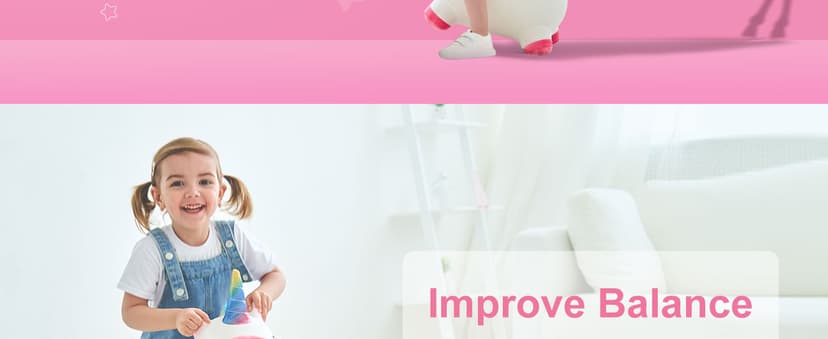 iPlay, iLearn Bouncy Pals Hopping Unicorn Horse, Toddler Girl Inflatable Bouncing Animal Hopper Toy, Outdoor Indoor Plush Ride on Bouncer, Baby Birthday Gift 18 Month 2 3 4 Year Old Kid - Unicorn