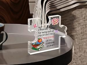 Funnli Teacher Gifts, Back to School Teacher Gifts, Teacher Appreciation Gifts Acrylic Plaque, Thank You Graduation Valentines Day Christmas Gifts for Women Teacher Classmate Study Partner Roommate