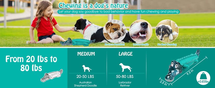 Alligator Dog Chew Toy for Medium & Large Breeds, Keep Them Busy, Reduce Boredom Jeefome Dog Toys for Aggressive Chewers B0BHN7K52L