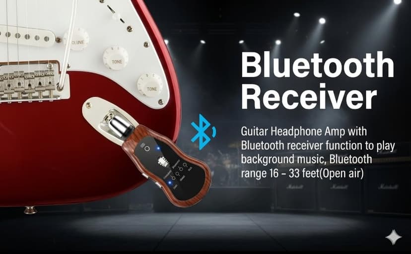 OW Portable Headphone Amp Synthesizer Pocket Plug Amplifier Rechargeable for Electric Guitar with Bluetooth Receiver Support 5 Effects: Clean/Chorus/Flanger/Metal/Wah