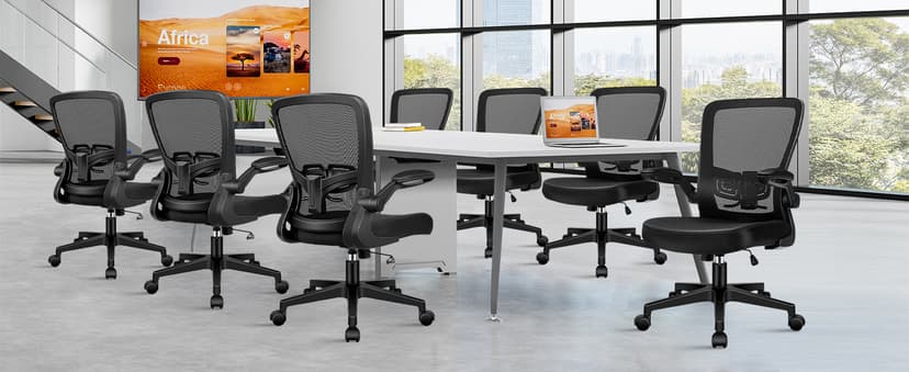KLASIKA Desk Chairs with Wheels, Ergonomic Mesh Office Chair Adjustable Height and Swivel Lumbar Support Home Office Chair with Flip Up Armrests (8PK)