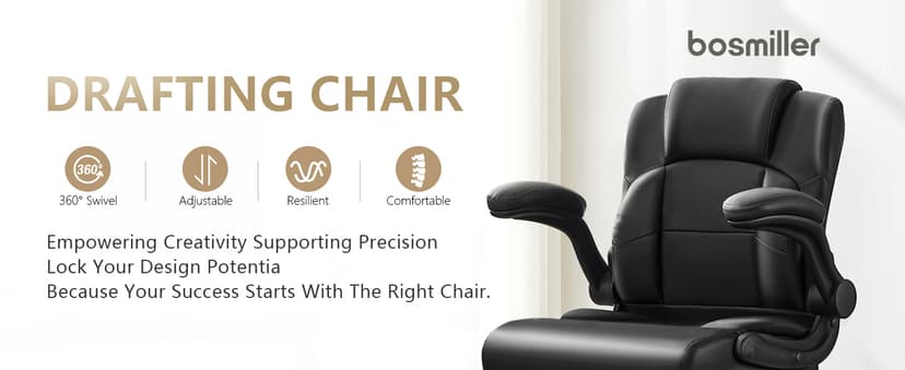 BOSMILLER Drafting Chair,Tall Office Chair for Standing Desk with Adjustable Height,Counter Computer Chairs with Footrest for Home,Drawing or Counter Height Use