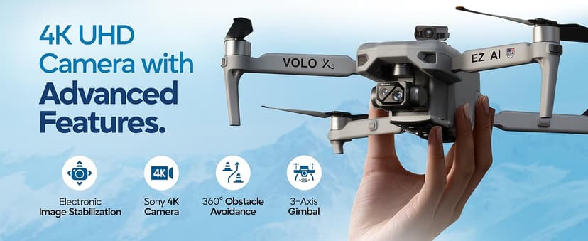DCX Volo X EZ AI Drones – Drones with Camera for Adults 4k AI-Assisted Flight Control – FAA Approved Drone 4k Camera, 360° Obstacle Avoidance, U.S. Support – Beginner Drone for Adults