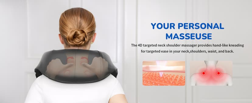 cotsoco Neck Massager,Shiatsu Shoulder and Back Massager with Heat, Electric Deep Tissue Massage Pillow for Body Muscle Pain Relief,Best Gifts Mom Dad Women Men,Home, Office Car Use