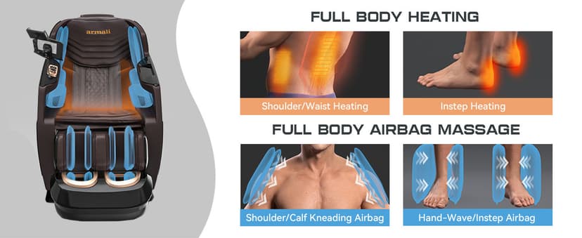 4D Massage Chairs Full Body,Zero Gravity SL-Track Shiatsu Massage Chair Recliner,Core Heating,20 Massage Techniques,Deep Yoga Stretch,Foot Rollers, Ai Voice,Touch Screen,Wireless Charging