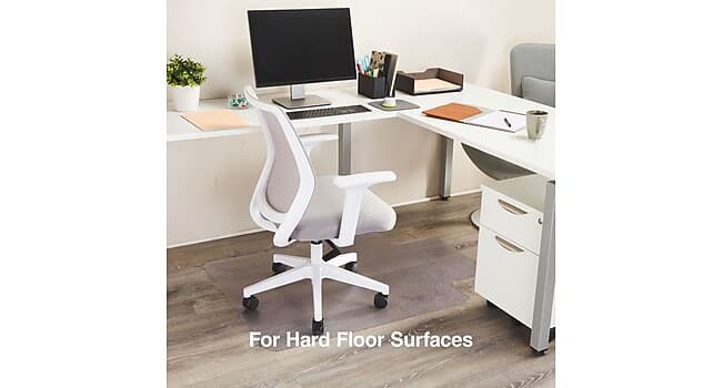 Staples Office Chair Mat, Clear Floor Mats with Lip, Flat-Pile Carpets, Extended Under-Desk Coverage, 53 x 45 Inch, Smooth Glide