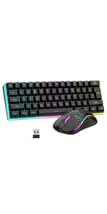 RedThunder 60% Wireless Gaming Keyboard & Mouse Combo with Rechargeable Battery, Ultra-Compact Small RGB Mechanical Feel Keyboard, Ergonomic Lightweight Honeycomb Optical Mouse for Gaming/Business