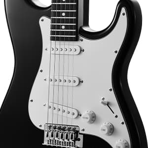 Meiou 39-Inch Electric Guitar Starter Kit ST Series-Complete starter kit with electric guitar, amp, strap, plectrum, tuner, strings, cable and guitar bag - Suitable for beginners (black)