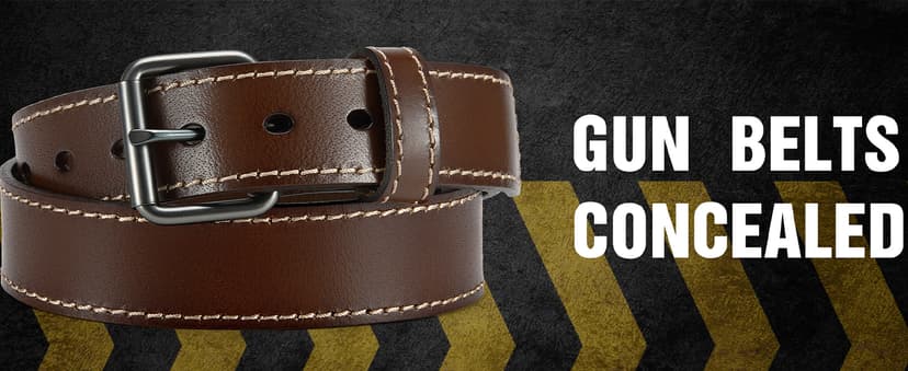 YOETEY Leather Gun Belt for Men - 1.5" Heavy Duty Belt for Work CCW