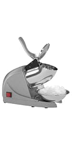 OKF Ice Shaver Prevent Splash Snow Cone Machine, Electric 3 Blades Shaved Ice Machine, 380W Ice Shaver Machine, 286lbs/hr Ice Crushers for Home Use, Ice Crusher with Free Ice Pick (Silver)