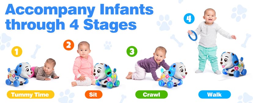 HumorPlay Musical Puppy Baby Toy 6-12-18 Month, Crawling & Walking Toys for 1 Year Old Boy Girl Gifts, Birthday Gift for 1 Year Old Boy Toy, Bilingual Infant Present for 6 7 8 9 10 Month B0DLFV6YPR