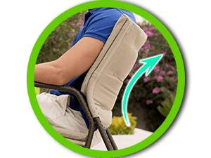STRONGBACK Folding Patio Chair - Ergonomic Design for Back Pain Relief - 21" Seat Width/300 lb Capacity - Plush Olefin Cushions/Durable Magnesium Alloy Frame - Lightweight/Portable Outside Chairs