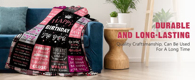 Birthday Decorations for Women, Gift for Women Birthday Unique, Happy Birthday Gift for Her, Mom, Wife, Daughter, Sister Birthday Gifts for Women, Happy Birthday Blanket for Women 50" x 60" B0DC72Z6S7