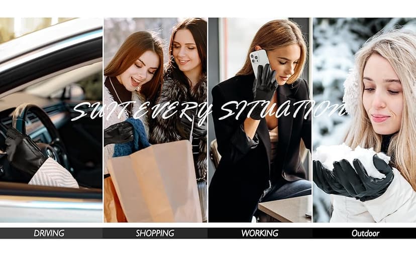 Trifabricy Leather Gloves for Women - Womens Leather Winter Gloves, Warm Lined Touchscreen Winter Glove for Cold Weather