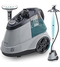 SALAV Heavy Duty Commercial Full-Size Garment Steamer with Foot Pedals and Extra Large 3L (101.5 oz) Water Tank, 1800 watts of Poweful Steam (Navy)