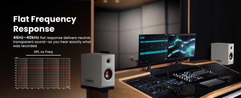 Edifier MR5 2.0 Studio Monitor Bookshelf Speakers, 110W(RMS), Hi-Res Audio, Bluetooth 6.0, 3-Way Active Design, Room Compensation, XLR/TRS/RCA Inputs, Compact Size for Home Studio & Music - Black