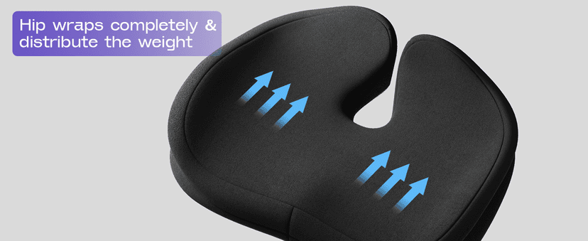 ZZ-WELL Seat Cushions for Office Chairs - Patented Coccyx Cushion for Tailbone Pain - 21.2" W x 16.5" L Memory Foam Extra Large Seat Cushion, Removable & Machine Washable Cover (Black)