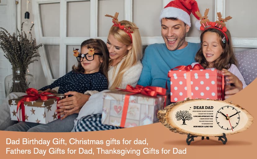 BeauGift Dad Gifts, Wooden Clock Gifts for Daddy from Daughter Son Kids, Dad Birthday Gift Idea for Papa Who Wants Nothing, Christmas from Child to My Dad