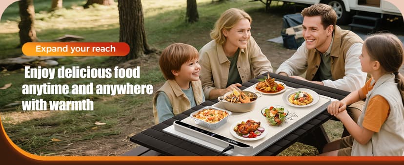 Includes heat-resistant pad. Perfect for chafing dishes, buffet & parties. Easy to clean & store. 6 settings, timer & lock. Warming Mat for Food, 26x15 Inch, Off White, Fast Heat, Child Lock B0FG7RQXJ9
