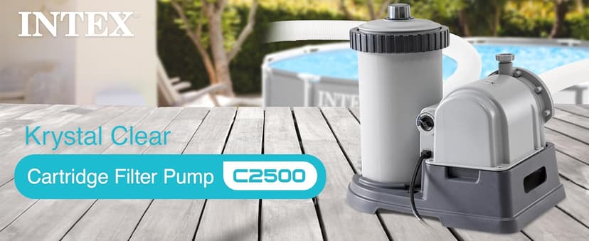 INTEX C2500 Krystal Clear Cartridge Filter Pump for Above Ground Pools: 2500 GPH Pump Flow Rate – Improved Circulation and Filtration – Easy Installation – Improved Water Clarity – Easy-to-Clean