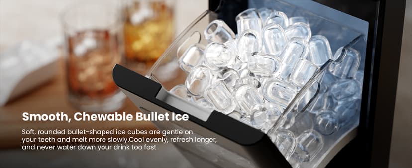 Kismile Portable Countertop Ice Maker Machine, 26lbs Ice in 24Hrs, Self-Cleaning Ice Maker with Selectable Ice Size & Internal Light, Compact Design for Home/Kitchen/Bar