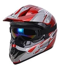 OUMURS Adult ATV Dirt Bike Helmet with Goggles Gloves & Mask Adjustable Sun Visor Motorcycle Adult Helmet Off-Road Motocross Downhill Moped MX for Unisex-Adult-Gray, L