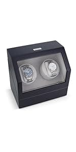 Heiden Double Watch Winder in Walnut - Automatic Watch Window for 2 Watches - Japanese Motor - Zero Magenetization - Use Batteries or Adapter Dual Watch Winder for Automatic Watches for Rolex