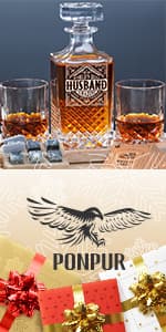 PONPUR Gifts for Grandpa Papa, Whiskey Decanter Set for Grandfather, Unique Grandpa Birthday Gift from Granddaughter Grandson, Best Christmas Retirement Presents for Whisky Scotch Bourbon Lovers