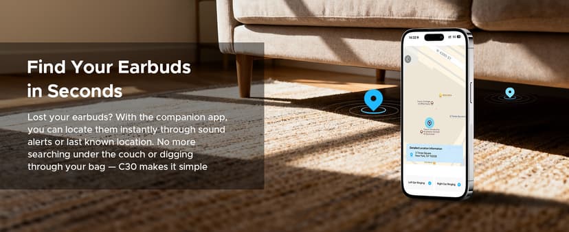 SOUNDPEATS C30 Hybrid ANC Earbuds with LDAC Hi-Res Audio, 52H Playtime -52dB Adaptive Noise Cancelling Wireless Earbuds, 6-Mic Clear Call, 12mm Driver, Bluetooth 6.0, Multi-Point, IP54 for Work/Travel