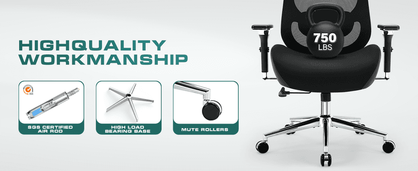750lbs Big and Tall Office Chair with Wide Thick Seat Cushion for Heavy People Ergonomic Computer Mesh Desk Chairs with 4D Armrests, Adjustable Lumbar Support for Adults 8 Hours daliy Work