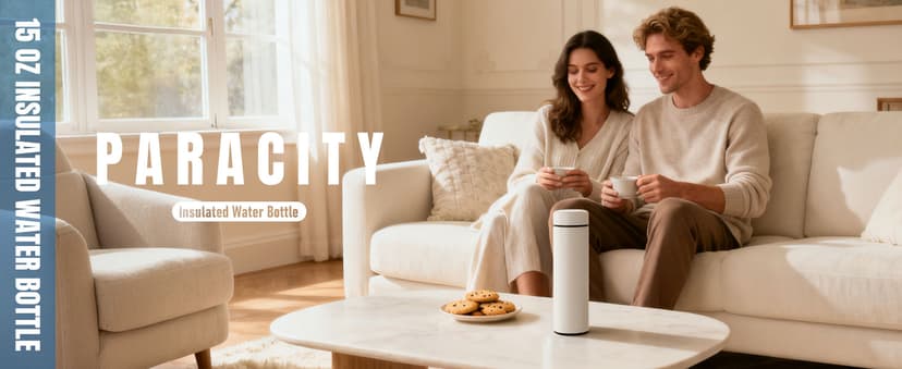 PARACITY Insulated Water Bottle, 17 oz Stainless Steel Water Bottles, Double Wall Vacuum Hot Drinks Thermo, Metal Water Bottle Keeps Hot for 12 Hrs, Cold for 24 Hrs, for Coffee, Tea