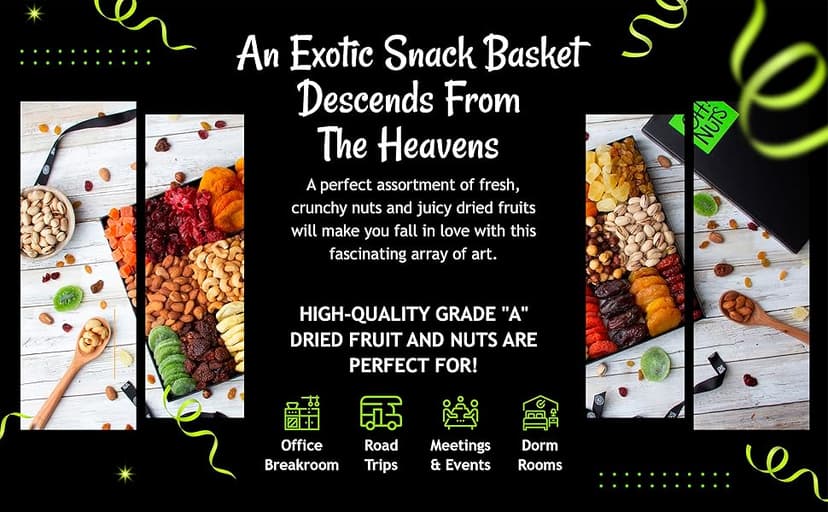 Oh! Nuts Dried Fruit and Nuts Gift Basket XL 18 Variety Basket - Gourmet Holiday Kosher Gift Box - Food Snack Box for Birthday, Anniversary, Corporate Gift for Men, Women, Mom, Dad