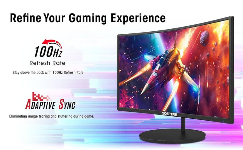New! Sceptre Curved 27-inch Gaming Monitor 100Hz 1080p R1500 98% sRGB HDMI x2 VGA Build-in Speakers, VESA Wall Mount Machine Black 2026 (C275W-1920RN Series)