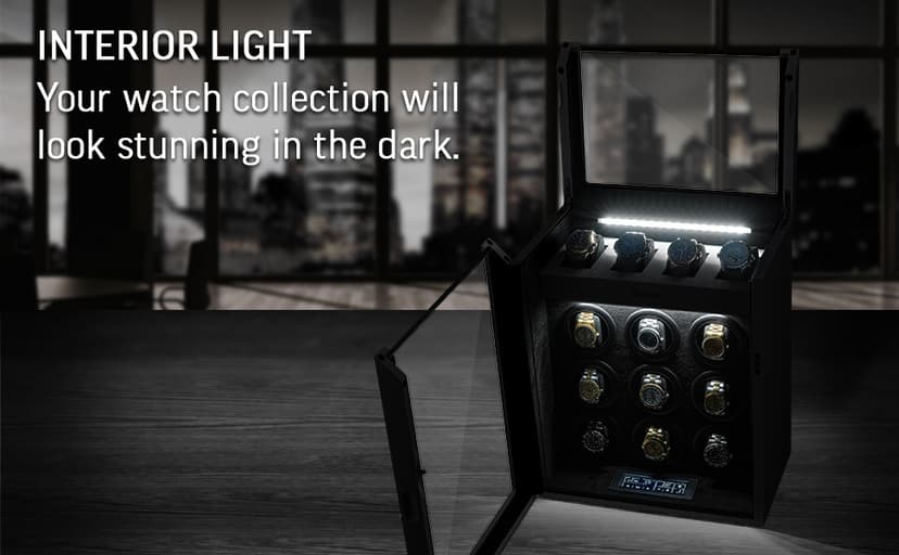 TIMECUBE 9 Watch Winder with 4 Storage Slots and Interior Light