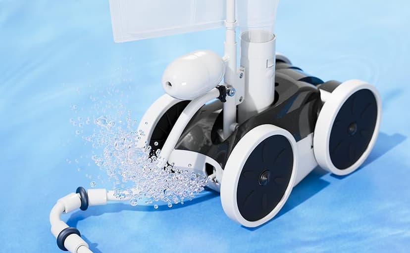 Amptyhub Upgrade Pool Pressure Side Sweeper: Professional Solution for Cleaning Your Swimming Pool (Four Wheels Better Than Three)