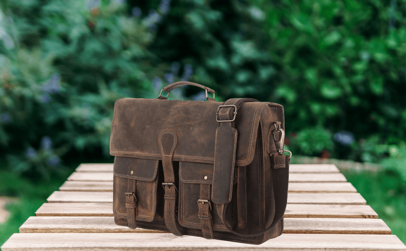 Leather briefcase 18 inch laptop messenger bag for men and women best satchel office bag