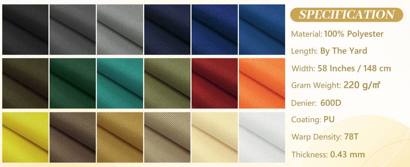 Konelia Waterproof Canvas Fabric by the Yard Outdoor Upholstery Fabric 600D Cordura Polyester Fabric Water Resistant Sewing Fabric for Chair Patio Cushion Purse Tote Bag Interior 1 Yard Silver Grey
