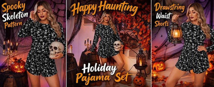 Drop Shoulder Pijamas de Mujer,Sexy Curved Hem Sleepwear,Round Neck Comfrt Sleepwear,Christmas Gift for Her,Sleepover Party Ekouaer Womens Waffle Knit Pajama Sets Long Sleeve Top and Short Lounge Set B09N3V12Q7