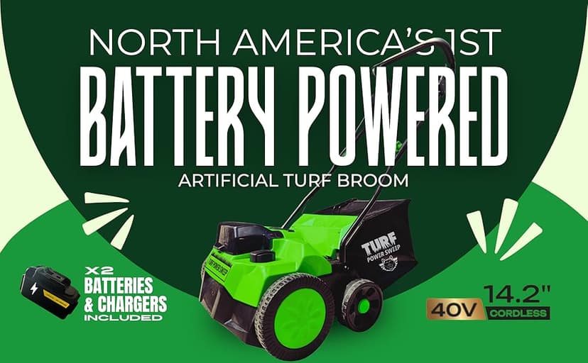 Turf Power Sweep by Turf Product Solutions - Cordless Battery Powered Artificial Grass Power Sweeper