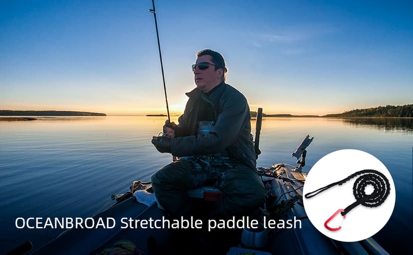 OCEANBROAD Kayak Paddle Leash Stretchable Strap Lanyard Rope for SUP Kayaking Boating Canoeing Fishing Pole Rod 4-7 Feet