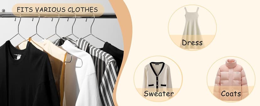 Extra Wide Wire Hangers for Plus Size Clothes, 19.6 Inch Stainless Steel Plus Size Hangers Ideal for XL, XXL Shirts, Coats, Dresses, Etc. Silver. 10pk.