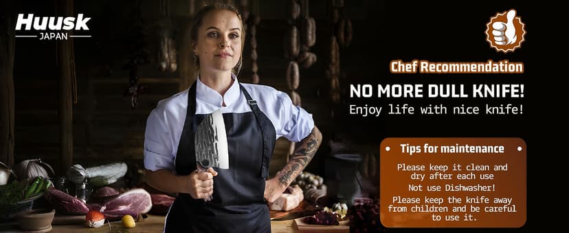 Heavy Duty Serbian Chef Knife for Meat & Bone Cutting, Full Tang Ergonomic Wood Handle, BBQ Camping Gift for Men & Dad Huusk Meat Cleaver Knife with Sheath, Hand Forged Chopping Butcher Knives B0BCVZGPVM