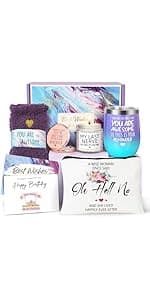 Birthday Gifts for Women, Gift Baskets for Women, Best Friend Friendship Gifts, Get Well Soon Inspirational Gift Set Box for Woman Her Teen Girl Sister Friendship w 18oz Daisy Cup