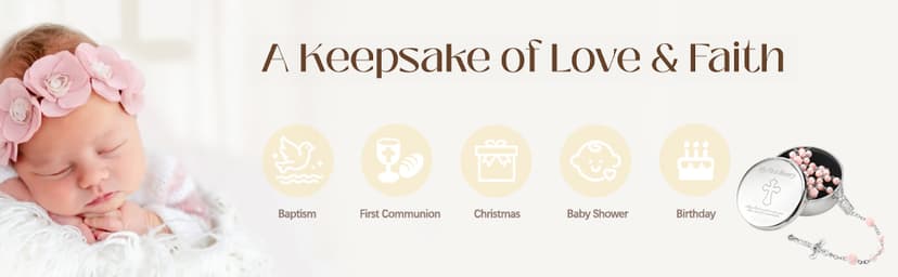 Baptism Gifts for Girl - My First Rosary with Silver-Plated Keepsake Box, Catholic Christening Gift Set, Pink Rosary for Kids, Baptism, First Communion & Baby Dedication Gifts for Girls from Godparent