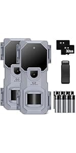 Trail Camera 3 Pack 36MP 1920P HD Game Camera with SD Cards, 0.2s Trigger Time Infrared Night Vision Motion Activated, IP66 Waterproof 2.0''LCD Wildlife Camera for Monitoring