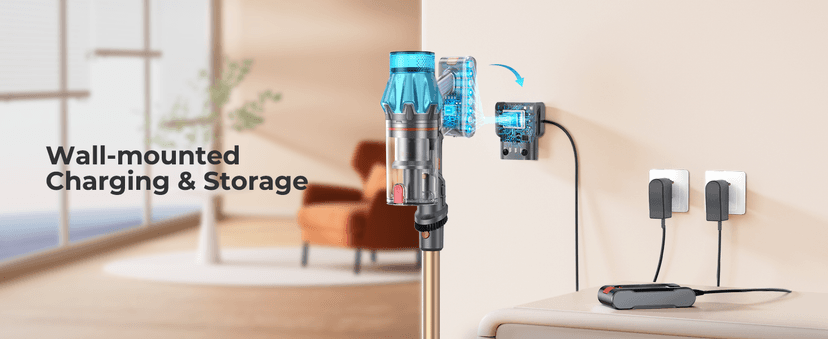 Cordless Vacuum Cleaner 600W/50Kpa, Stick Vacuum Cleaners 65 Mins Max Runtime with Charging Dock, Self-Standing Handheld Vacuum with Touch Display, 6-in-1 Vacuum Cleaner for Carpet/Hard Floor/Pet Hair